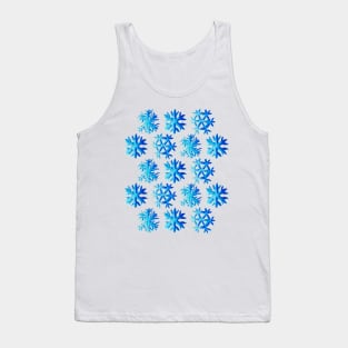 Blue Watercolor Snowflake Pattern Tank Top